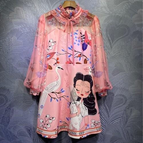 Seifrmann Women Summer Fashion Runway Party A-Line Dress Lantern Sleeve Bow Animal Printed Ladies High Waist Midi Dresses 2021