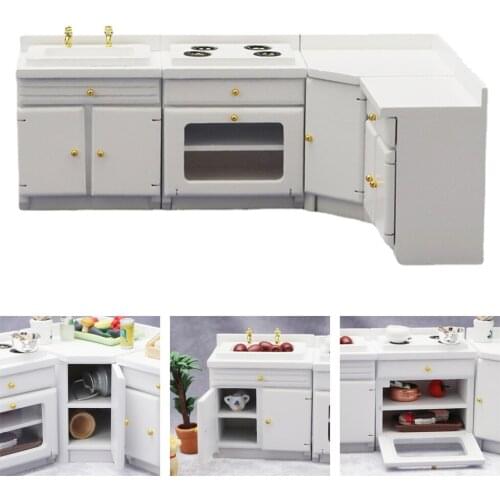 1/12 Dollhouse Cabinets Stove Counter Decor Ornament Accessory Parts Gifts