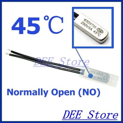 10Pcs/lot 45C Degree Celsius / 113F NO Normal Open Thermal Protector Sensor Thermostat temperature control fuse switch 250V 5A