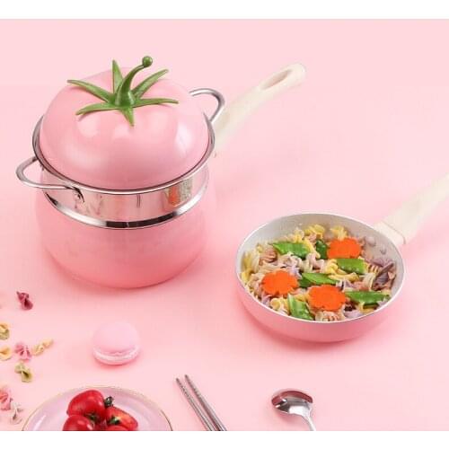 16cm Fruit Tomato Shape Frying Pan Cooking Pot Saucepan Induction Cooker Aluminum Cookware Nonstick Home Kitchen Supplies