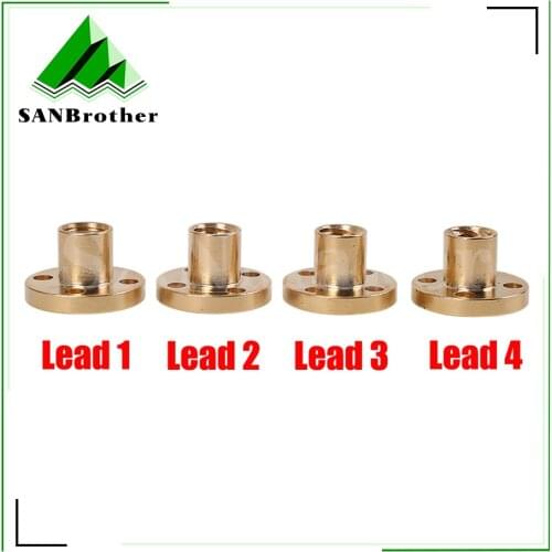 3D printer accessoris Copper Trapezoidal Lead Screw Nut T8 pitch 2mm for Lead 2/4/8mm screw stepper motor rail screw CNC