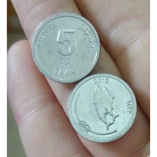 Maldives 5 Larees 17mm Asia Coins Old Original Infrequent Coin Commemorative Edition 100% Real Random Year