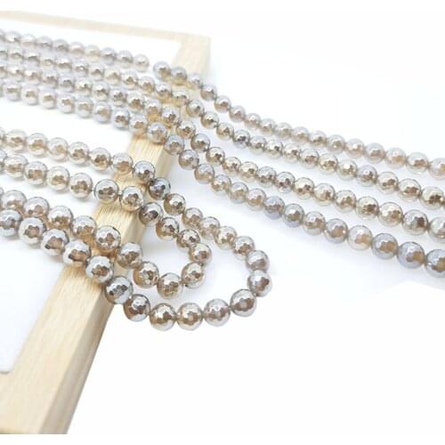 6mm-12mm Natural Gemstone Electroplating Brown Color Agate Bead Round Faceted Beaded Bracelet Jewelry Making Wealth Healthy