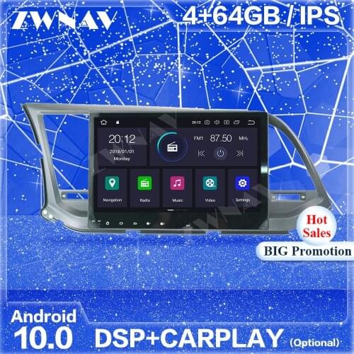 Carplay Android Screen GPS Navigation For Hyundai Elantra 2016 2017 Auto Stereo Audio Radio Recorder Multimedia Player Head Unit