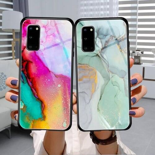 Watercolor painting Phone Case cases for girls Tempered Glass For Samsung S8 S9 S10E S20 21 30 Plus ultra Note 8 9 10 Plus A7