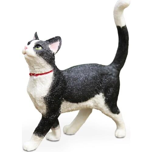 Black White Cat Simulation Cat Model Lovely Pet Decoration Car Arts Home Decoration Crafts Accessories Furnishing Figurines Gift