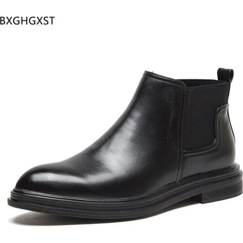 Black Chelsea Boots Men Barefoot Shoes Man Brown Ankle Boots for Men Male Fashion Men Casual Shoes Leather Boots for Man 2021
