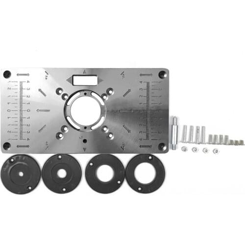Woodworking Router Table Insert Plate Woodworking Benches Aluminium Wood Router Trimmer Models Engraving Machine with 4 Rings