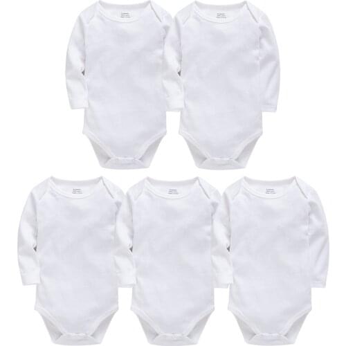 Honeyzone Baby Bodysuits 5PCS Blank Baby Clothes Solid Full Sleeve Cotton Body Suits For Newborn Baby Boys Girls Pyjamas bebe