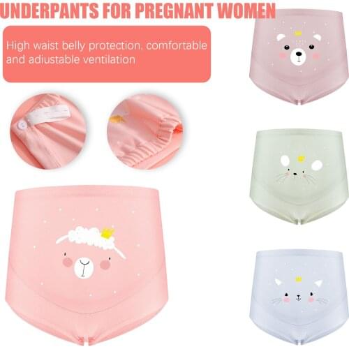 Breathable Adjustable Maternity Underwear High Waist Belly Support Pregnant Women Underwear Funny Cartoon Pattern Panties