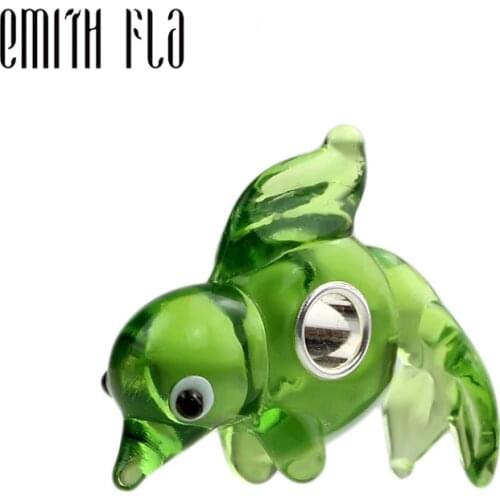 Emith Fla 100% 925 Sterling Silver DIY Green Dolphin Lampwork Charm Bead Fit European Bracelet Bangle Jewelry Accessories DIY