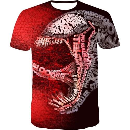 Summer fashion top handsome breathable short sleeve 3d printing spider pattern comfortable printing round neck T-shirt