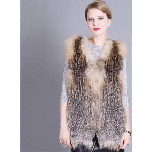 IANLAN Elegant Winter Womens Real Fox Fur Overcoats Fashion Silver Fox Fur Loose Parka Ladies Knitted Fur Long Coats IL00351