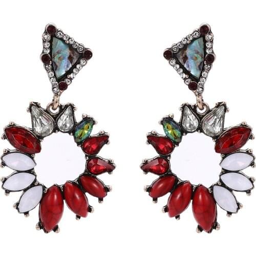 Personality New Big Bohemian Geometric Hollow Round Pendant Drop Earrings for Women Girls Jewelry