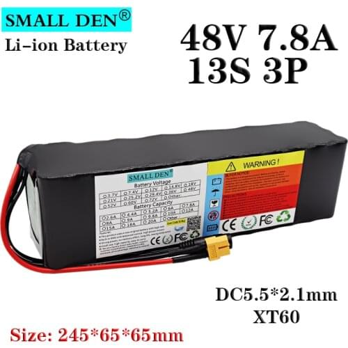 E-bike battery 48V 7.8ah 10ah 18650 li-ion battery pack 13S3P 54.6V bike conversion kit bafang 1000W Built in 20A BMS+ XT60 Plug