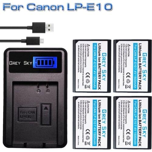 LP-E10 LP E10 LPE10 Battery and Charger for Canon EOS 1100D 1200D 1300D Kiss X50 X70 X80 Rebel T3 Batteries