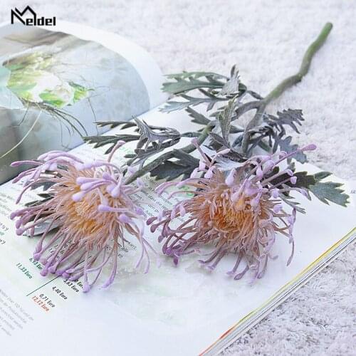 Meldel Pincushion Flower Artificial Flower Decoration Short Branch Crab Claw 2 Fork Planting Pincushion Flower Simulation Flower