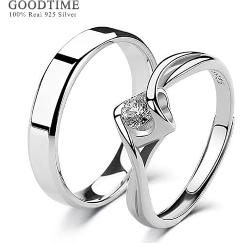Trendy Couple Ring Pure 100% 925 Sterling Silver Rings Zircon Woman Man Anniversary Jewelry Ring Wedding Accessories For Lovers