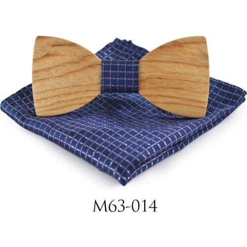 Fashion Wood Gentleman Pocket Square Bow Ties Handmade Butterfly Wedding Party Wooden Bow Tie