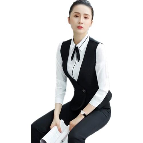 Fashion Elegant Career Slim Red Black Womens Vest Hotel Work Sleeveless Jacket Office Lady Waistcoat Short V-Neck Outerwear 4XL