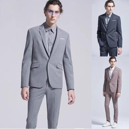 Men Blazers Groom Tuxedos 2 Pcs Suit Groomsmen Custom Made Slim Fit Best Man Suit Wedding Mens Suits Bridegroom (Jacket+Pants)