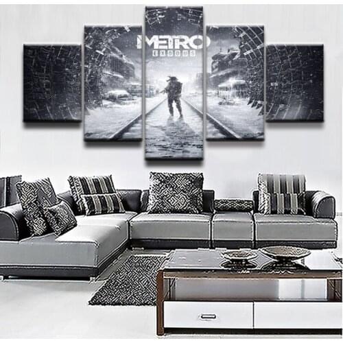 Wall Art Game Poster 5 Pieces Metro Exodus Poster Printed Canvas Painting Pictures Modern Painting On Canvas Decoration Frame