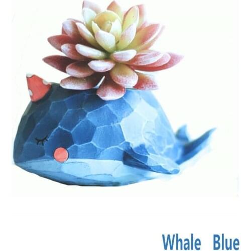 Natural Resin Cute Animal Design Succulent Plant Pot New Landscape Flower Pot Whale Whale dinosaur cat duck Planter Garden