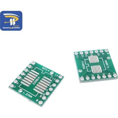10pcs SOP14 SSOP14 TSSOP14 to DIP14 Pinboard SMD To DIP Adapter 0.65mm/1.27mm to 2.54mm DIP Pin Pitch PCB Board Converter Socket
