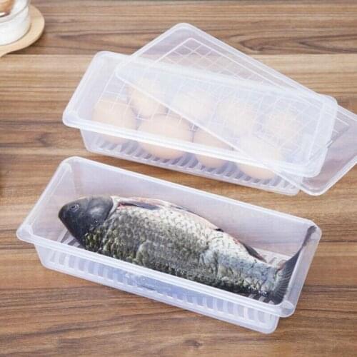 Kitchen Plastic Storage Box Fresh-Keeping Refrigerator Fruit Vegetable Drain Crisper Organizer Food Container Storage Box