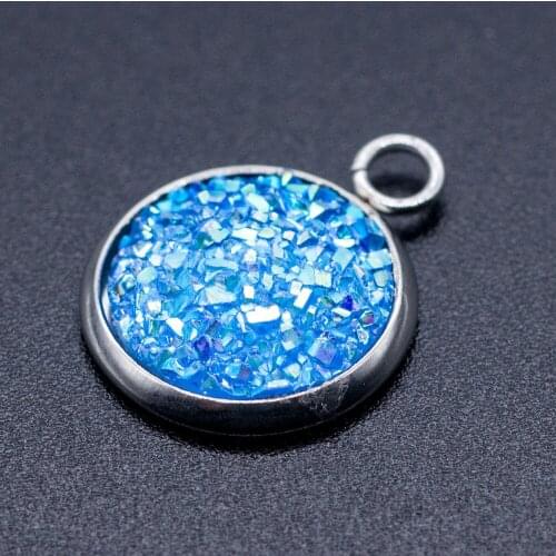 5pcs/lot DIY Pendant for Making Earrings Bracelets Necklace Pendant Accessories Resin Drusy Crystal Druse Charm