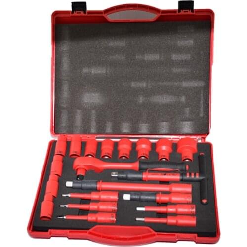 Industrial-grade VDE insulated tools 20PCS 1000V 1/2 ratchets wrench Sockets T-Handle Hex Bits Sockets NO.4202