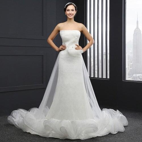 Q-027 wedding dress 2020 Simple mermaid lace appliques Elegant vintage civil pretty long wedding dress for the guest real price