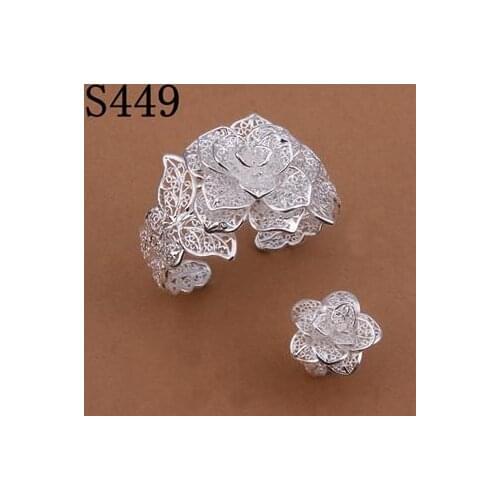 S449 925 Hot Selling Silver Color Jewelry Sets For Women Fashion Jewelry Set Bracelet Ring /asdajjka Bdvajvca