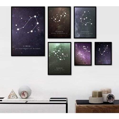 Nordic Modern Canvas Painting Night Scene Constellation Art Posters and Prints Modular Pictures Wall Art Living Room Decoration