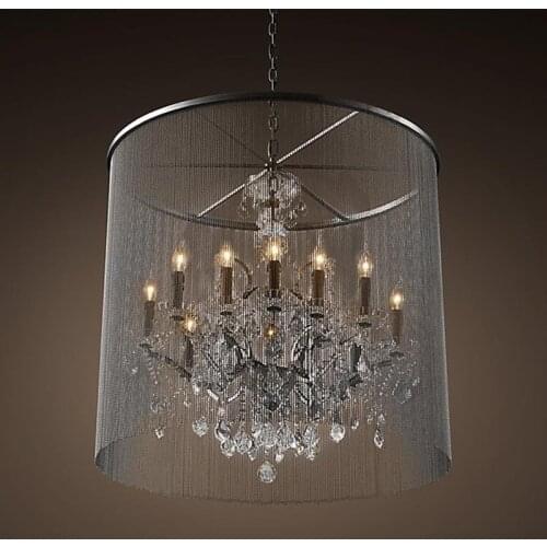 Modern Vintage Crystal Chandelier Lighting Rustic Candle Chandeliers Pendant Hanging Light for Home Hotel and Restaurant Decor