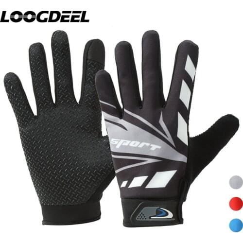 LOOGDEEL Full Finger Cycling Gloves Wear-resistant Palm Anti-slip Sensitive Touch Screen Outdoor Sports Fishing Hiking Gloves