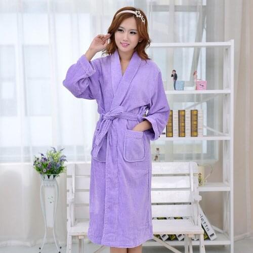 AZO Free Light Color Beautiful Women Cotton Robe, long warm women cotton robe