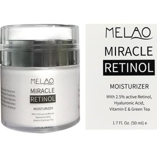 MELAO 50g Retinol Moisturizer Cream Day Night 2.5% Retinol Cream Hyaluronic Acid Reduces Wrinkles Fine Lines Face Cream