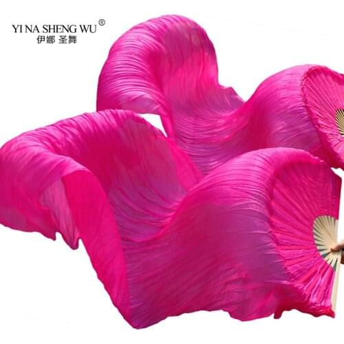 100% Silk Handmade Belly Dance Fan Decoration High Quality Silk Veil Dance Long Fan 1 Pair Performance Dance Fan 150/180 * 90cm