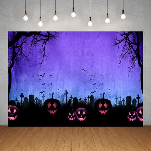 Photography Backdrops Halloween Evening Evil Pumpkins Vinyl Photo Studio Backgrounds for Children Baby Family Party Photophone