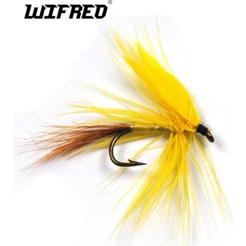 Wifreo 6PCS Yellow Fan Wing Drake Mayfly Dry Fly Stream Trout Flies Wet Mayflies Fly Fishing