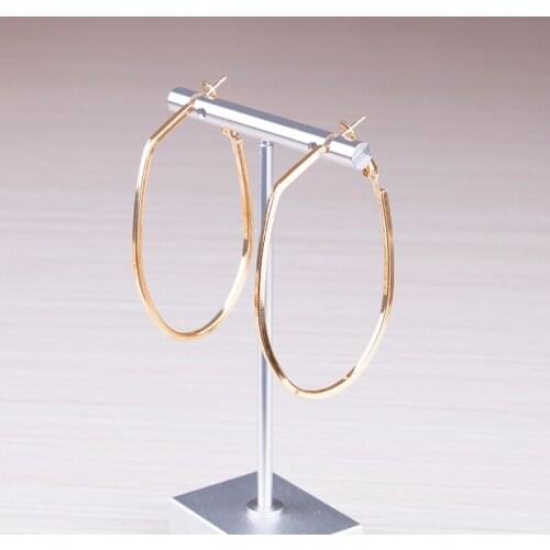 Gold Color Big Long Round Hoop Earring for Women 6cm Simple Shape Fashion Jewelry Hoops Accessories 2021 New E0100