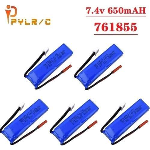 1-5PCS 7.4V 650mAh Lipo Battery for WLtoys A202 A212 A222 A232 A242 A252 4WD RC Car for 7.4 V 721855 2S RC car spare parts