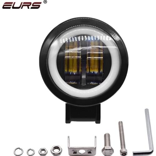 1Pcs Waterproof Round Angel Eyes LED light Portable Spotlights Motorcycle Offroad Truck Driving Car Boat Work Light 12V-80V