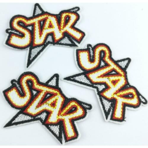10Pcs STAR Letter Patch Embroidered Iron on Patches for Clothing DIY Stripes Clothes Stickers Sew Custom Badges Accessories