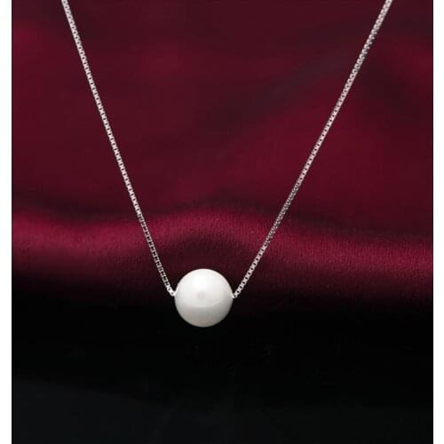 100% Real 925 Sterling Silver Pendants Necklaces Chain with Shell Pearl