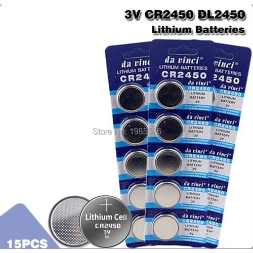 15pcs Lowest Price 3V CR2450 Lithium Batteries Replacement DL2450 BR2450 LM2450 5029LC KCR2450 Coin Cells Button Battery