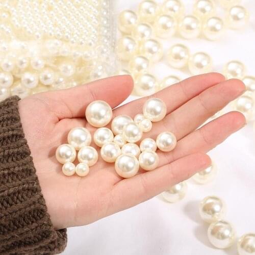 2/3/4/5/6/8/10/12/14/16/18MM No Hole Ivory Acrylic Round Imitation Pearl Beads Loose Beads For DIY Craft Scrapbook Decoration