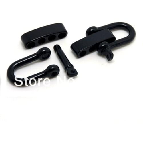 20Packs/lotWholesale Bunker Gear Paracord 550 Survival Bracelet Real Stainless Steel Adjustable Shackle- Black