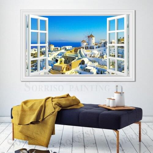 Mediterranean Aegean Sea And Venice 3D Scenery Wall Design Art Painting Home Living Room Decor Canvas Posters Pictures Prints